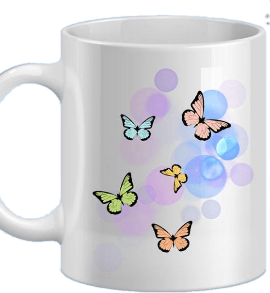 Mug with pastel butterflies